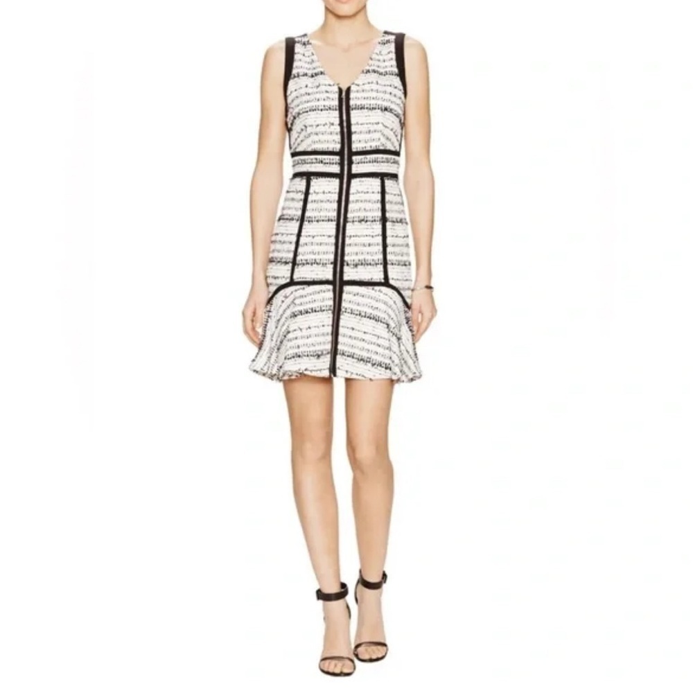 Rebecca Taylor Raffia Tweed Dress Size 8‎ Full Front Zip Fit n' Flare Drop Hem